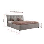 Łóżko tapicerowane GALA CLASSIC 180x200 - materac pocket - jasnoszary, welwet
