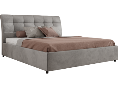 Łóżko tapicerowane GALA CLASSIC 160x200 - materac multipocket - jasnoszary, welwet