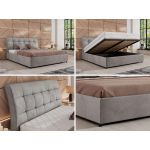 Łóżko tapicerowane GALA CLASSIC 180x200 - materac multipocket - jasnoszary, welwet