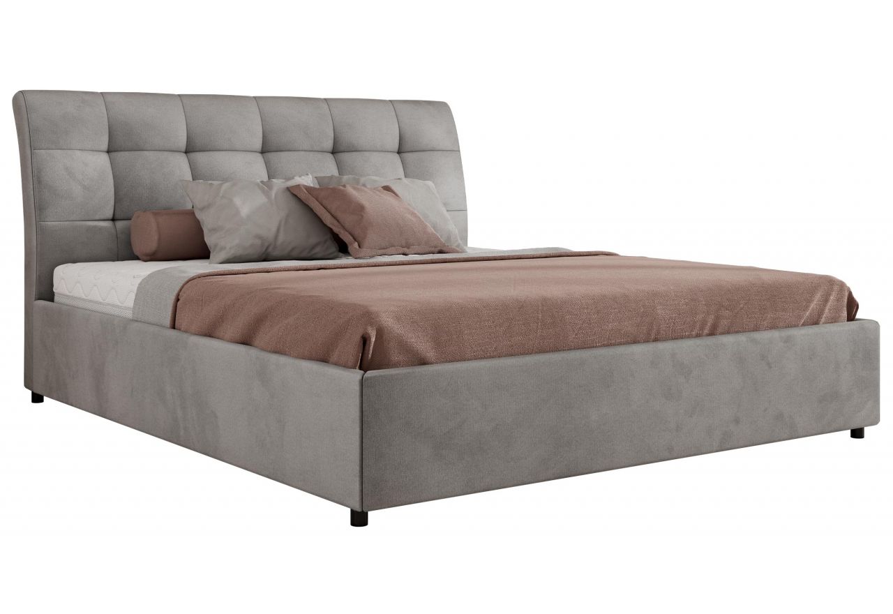 Łóżko tapicerowane GALA CLASSIC 200x200 - materac multipocket - jasnoszary, welwet