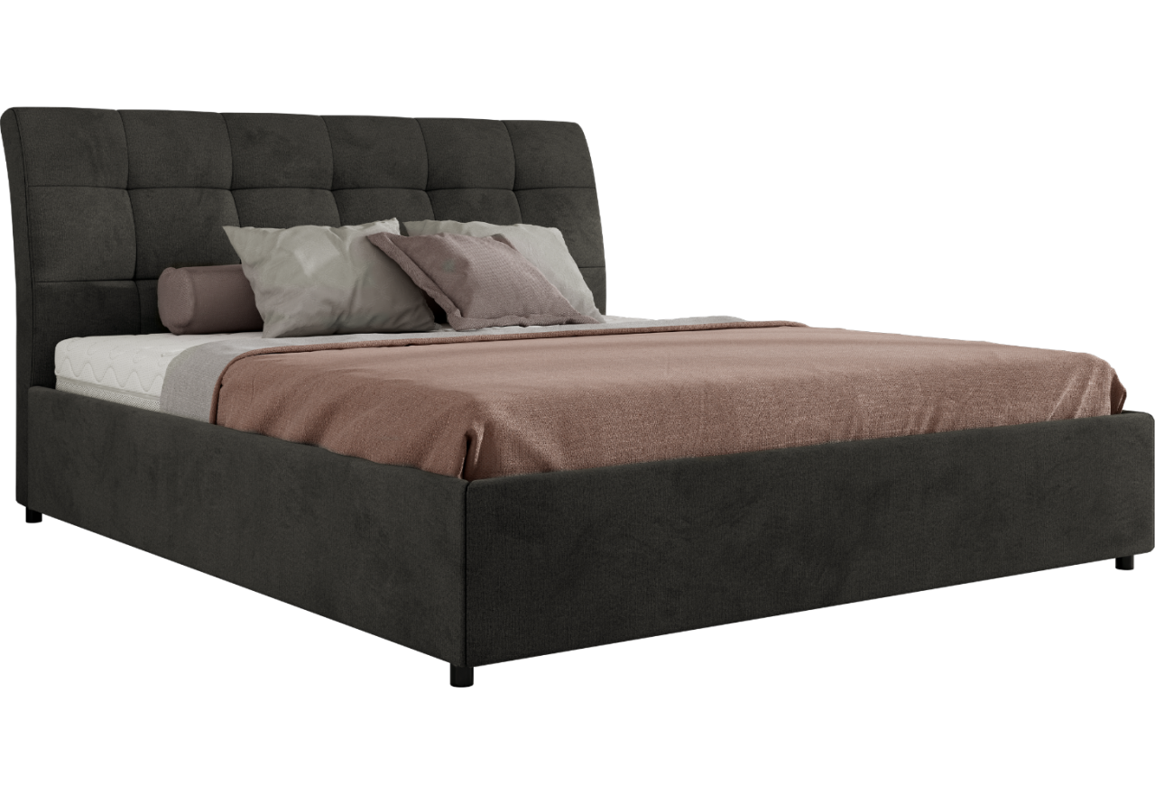 Łóżko tapicerowane GALA CLASSIC 160x200 - materac multipocket - ciemnoszary, welwet