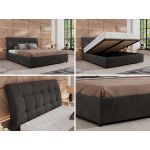 Łóżko tapicerowane GALA CLASSIC 160x200 - materac multipocket - ciemnoszary, welwet