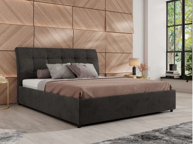 Łóżko tapicerowane GALA CLASSIC 180x200 - materac multipocket - ciemnoszary, welwet