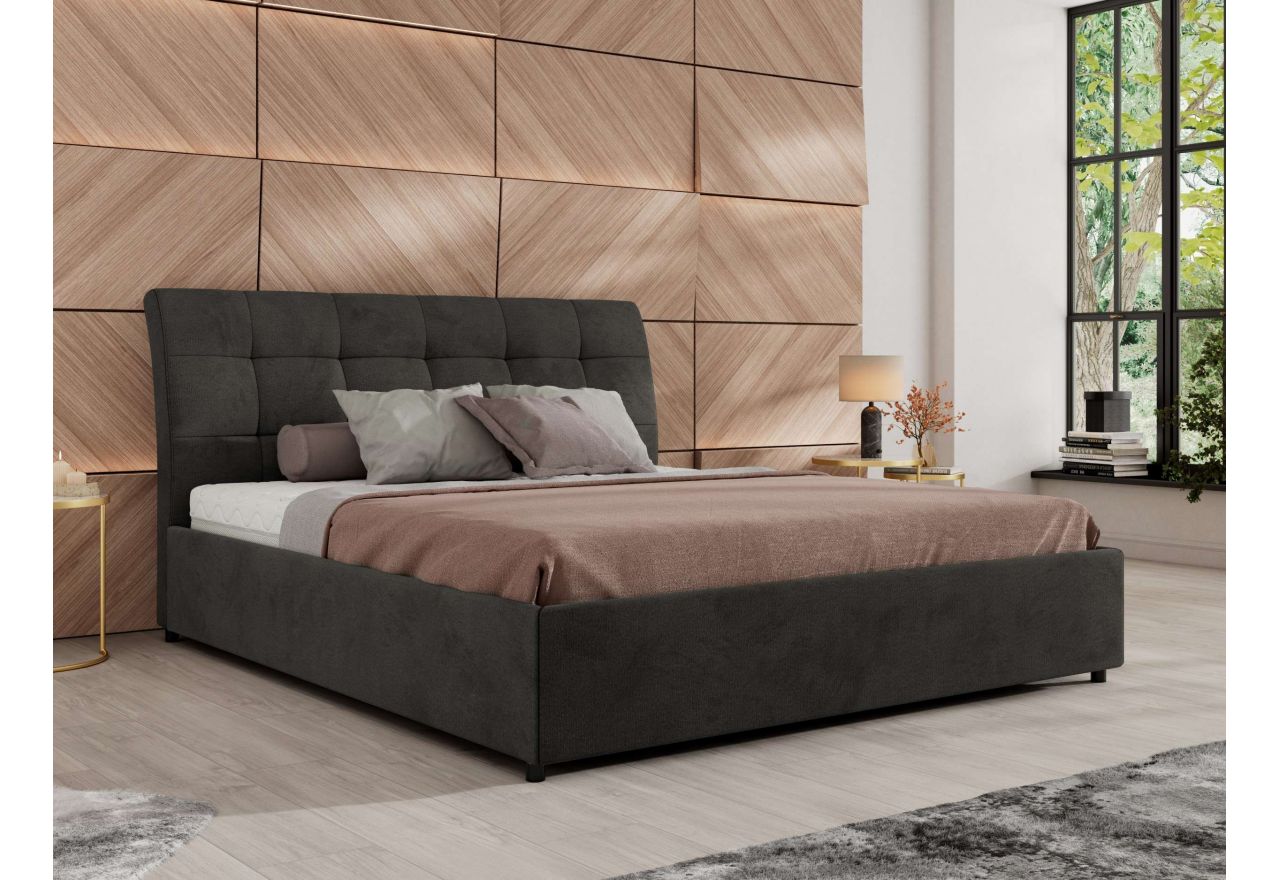Łóżko tapicerowane GALA CLASSIC 180x200 - materac multipocket - ciemnoszary, welwet