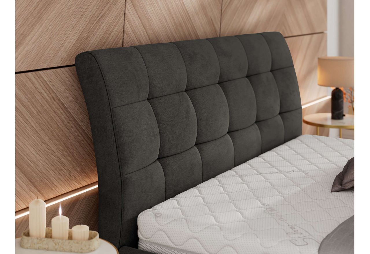 Łóżko tapicerowane GALA CLASSIC 180x200 - materac multipocket - ciemnoszary, welwet