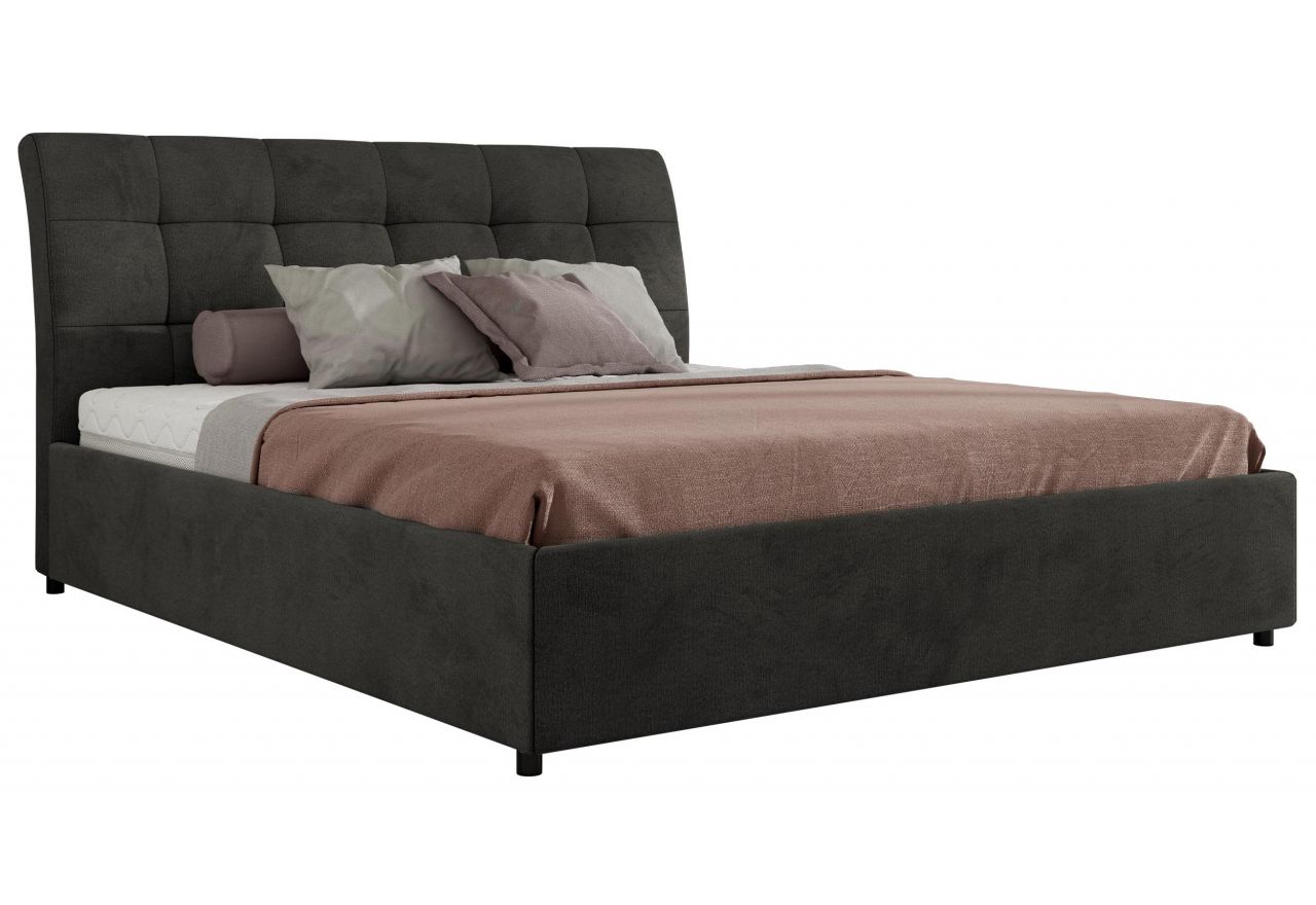 Łóżko tapicerowane GALA CLASSIC 180x200 - materac multipocket - ciemnoszary, welwet