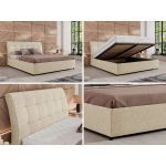 Łóżko tapicerowane GALA CLASSIC 160x200 - materac pocket - kremowy, struktura