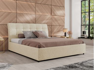 Łóżko tapicerowane GALA CLASSIC 140x200 - materac multipocket - kremowy, struktura