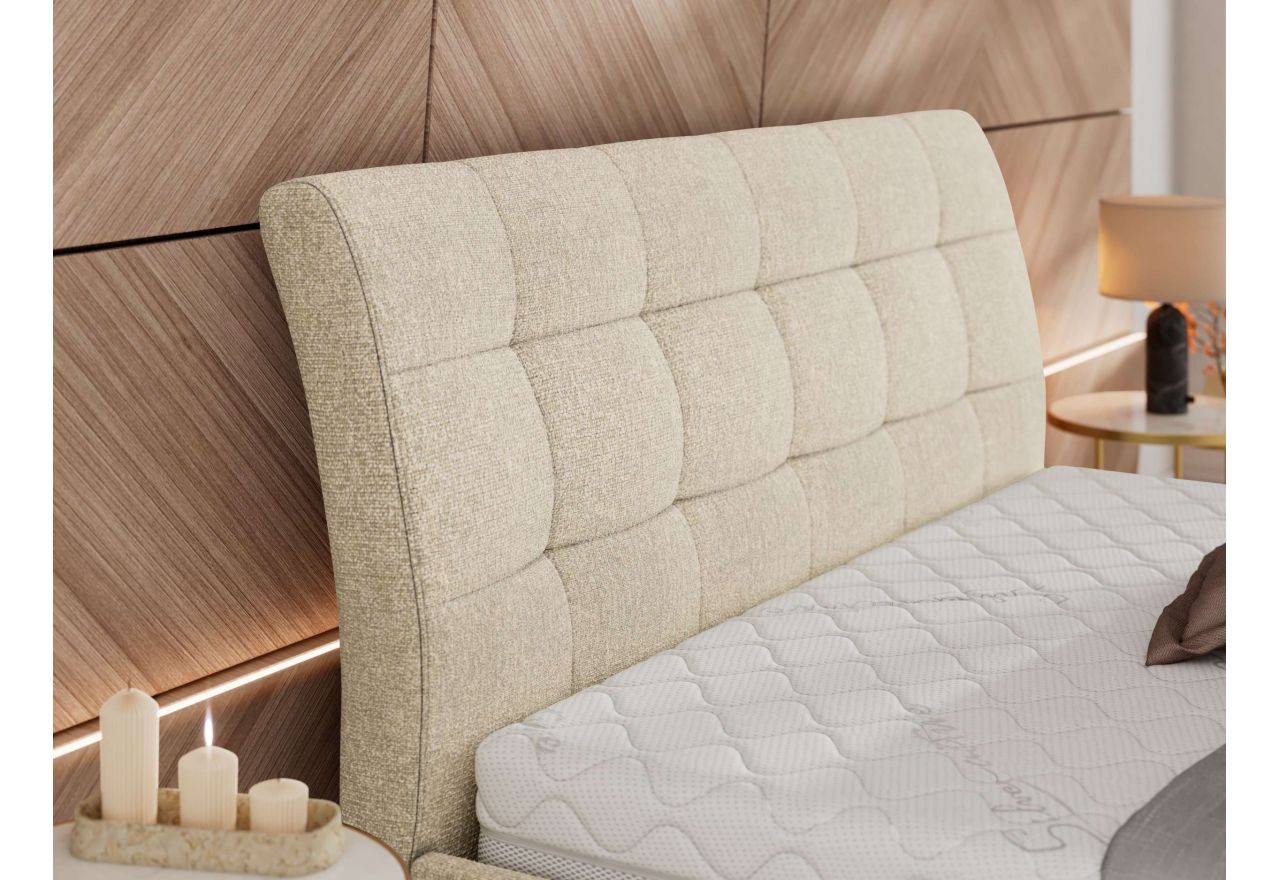 Łóżko tapicerowane GALA CLASSIC 140x200 - materac multipocket - kremowy, struktura
