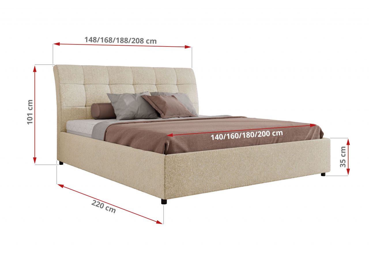 Łóżko tapicerowane GALA CLASSIC 160x200 - materac multipocket - kremowy, struktura