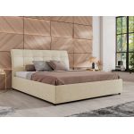 Łóżko tapicerowane GALA CLASSIC 200x200 - materac multipocket - kremowy, struktura