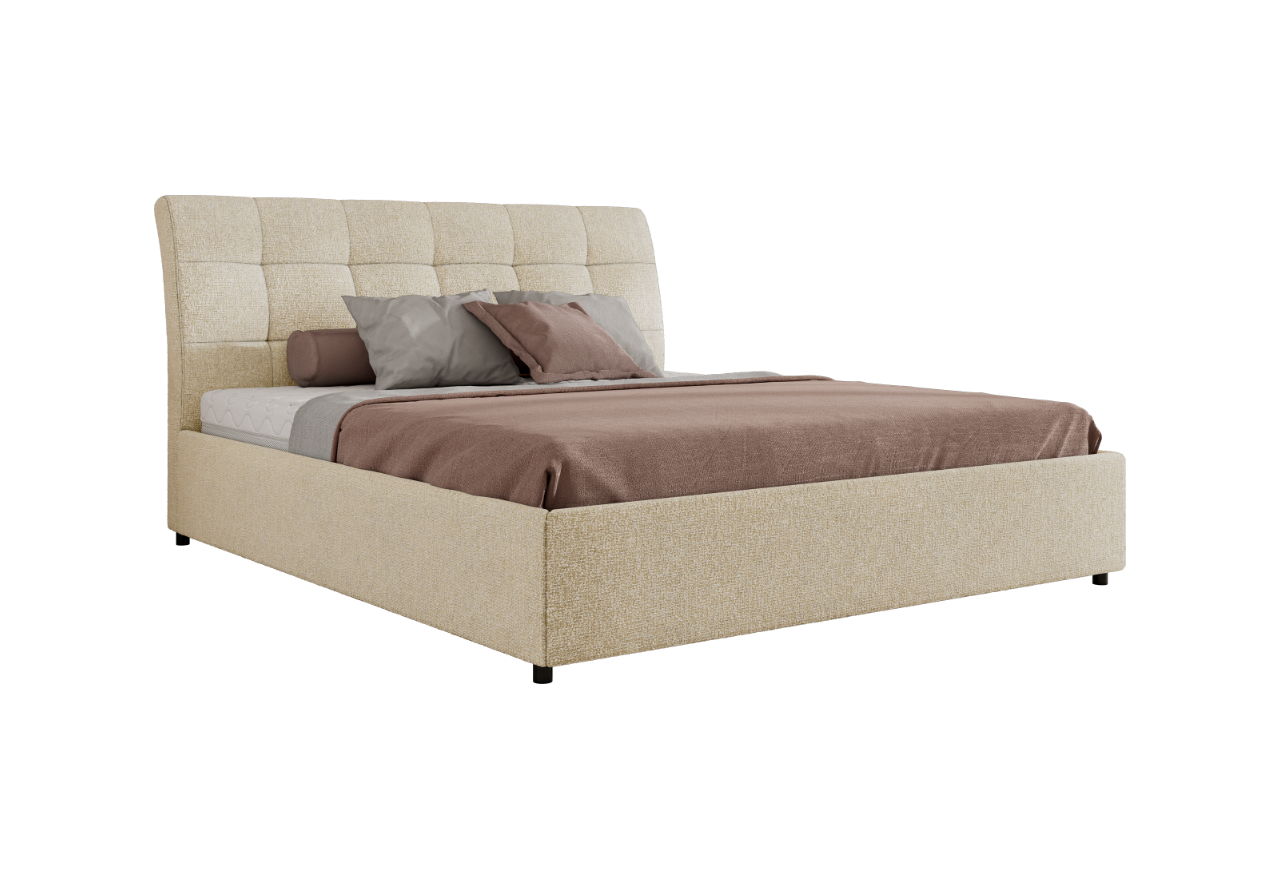 Łóżko tapicerowane GALA CLASSIC 200x200 - materac multipocket - kremowy, struktura