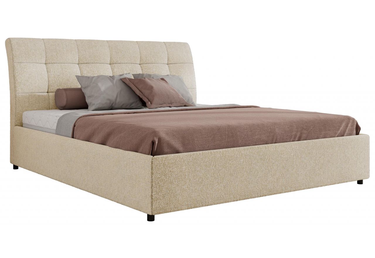 Łóżko tapicerowane GALA CLASSIC 200x200 - materac multipocket - kremowy, struktura