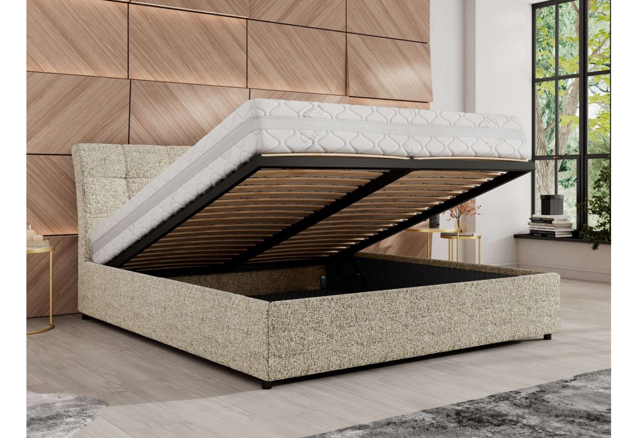 Łóżko tapicerowane GALA CLASSIC 140x200 - beżowy, struktura