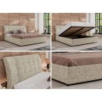 Łóżko tapicerowane GALA CLASSIC 160x200 - materac multipocket - beżowy, struktura