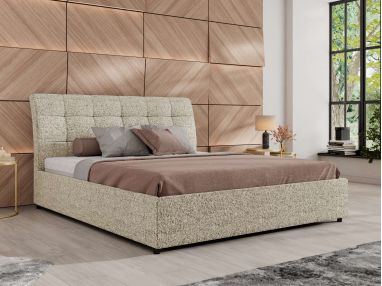 Łóżko tapicerowane GALA CLASSIC 180x200 - materac multipocket - beżowy, struktura