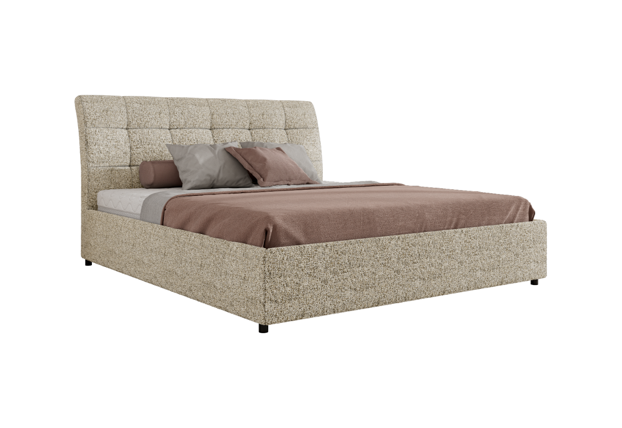 Łóżko tapicerowane GALA CLASSIC 200x200 - materac multipocket - beżowy, struktura