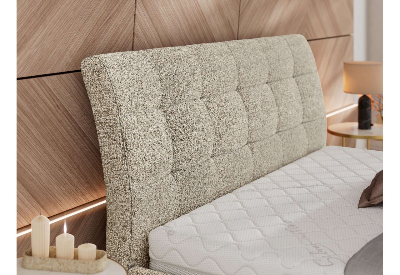 Łóżko tapicerowane GALA CLASSIC 200x200 - materac multipocket - beżowy, struktura