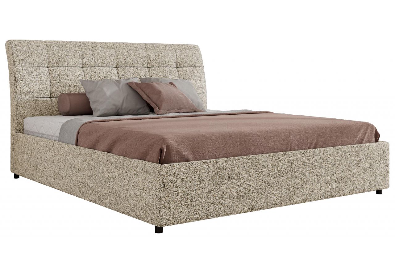 Łóżko tapicerowane GALA CLASSIC 200x200 - materac multipocket - beżowy, struktura