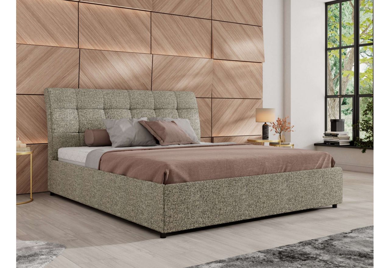 Łóżko tapicerowane GALA CLASSIC 180x200 - materac multipocket - szary, struktura