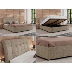 Łóżko tapicerowane GALA CLASSIC 180x200 - materac pocket - ciemnobeżowy, struktura