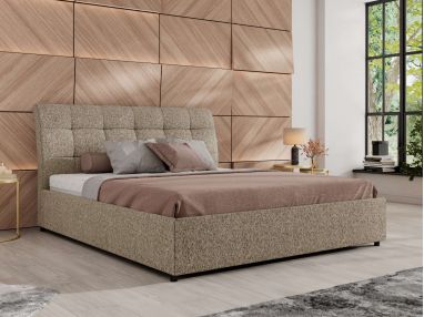 Łóżko tapicerowane GALA CLASSIC 160x200 - materac multipocket - ciemnobeżowy, struktura