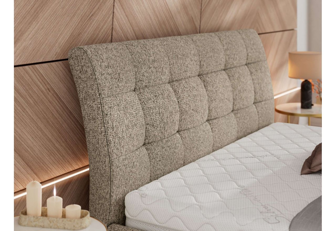 Łóżko tapicerowane GALA CLASSIC 160x200 - materac multipocket - ciemnobeżowy, struktura