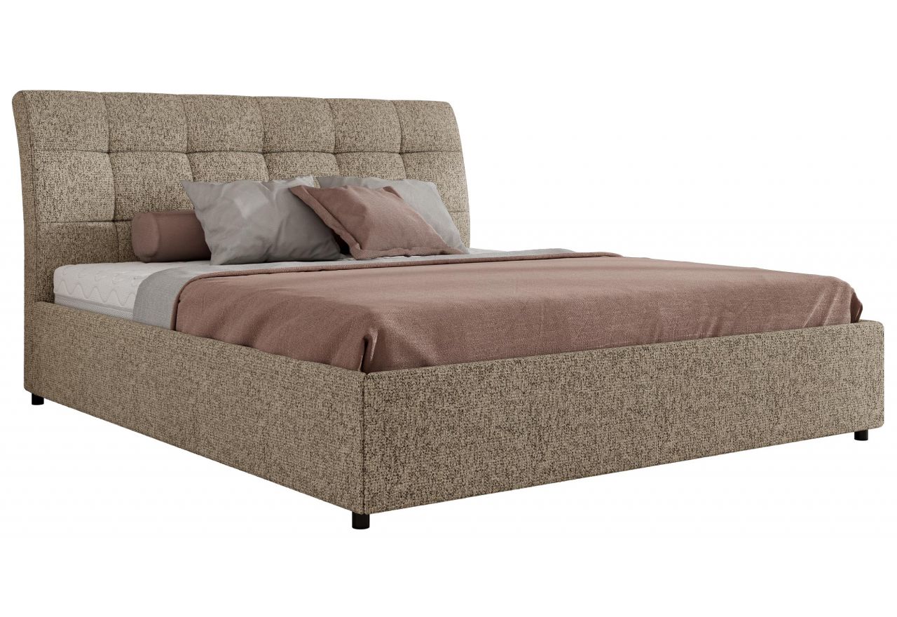 Łóżko tapicerowane GALA CLASSIC 200x200 - materac multipocket - ciemnobeżowy, struktura