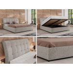 Łóżko tapicerowane GALA CLASSIC 160x200 - materac multipocket - jasnoszary, struktura