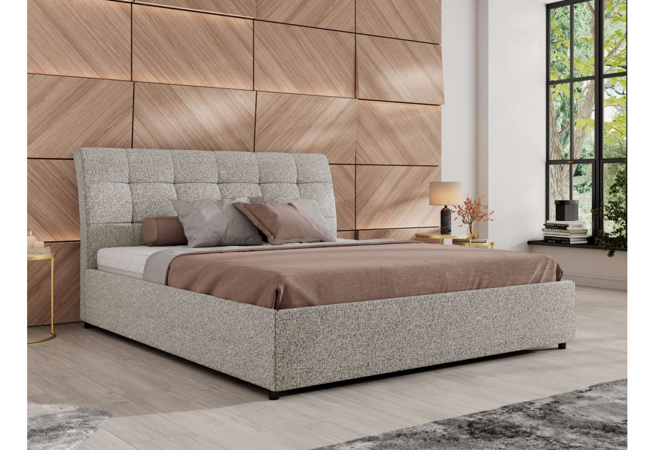 Łóżko tapicerowane GALA CLASSIC 180x200 - materac multipocket - jasnoszary, struktura