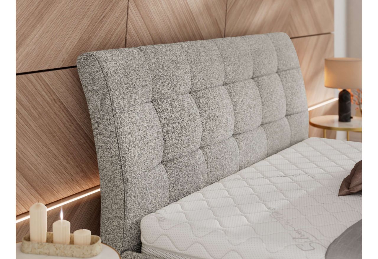 Łóżko tapicerowane GALA CLASSIC 180x200 - materac multipocket - jasnoszary, struktura