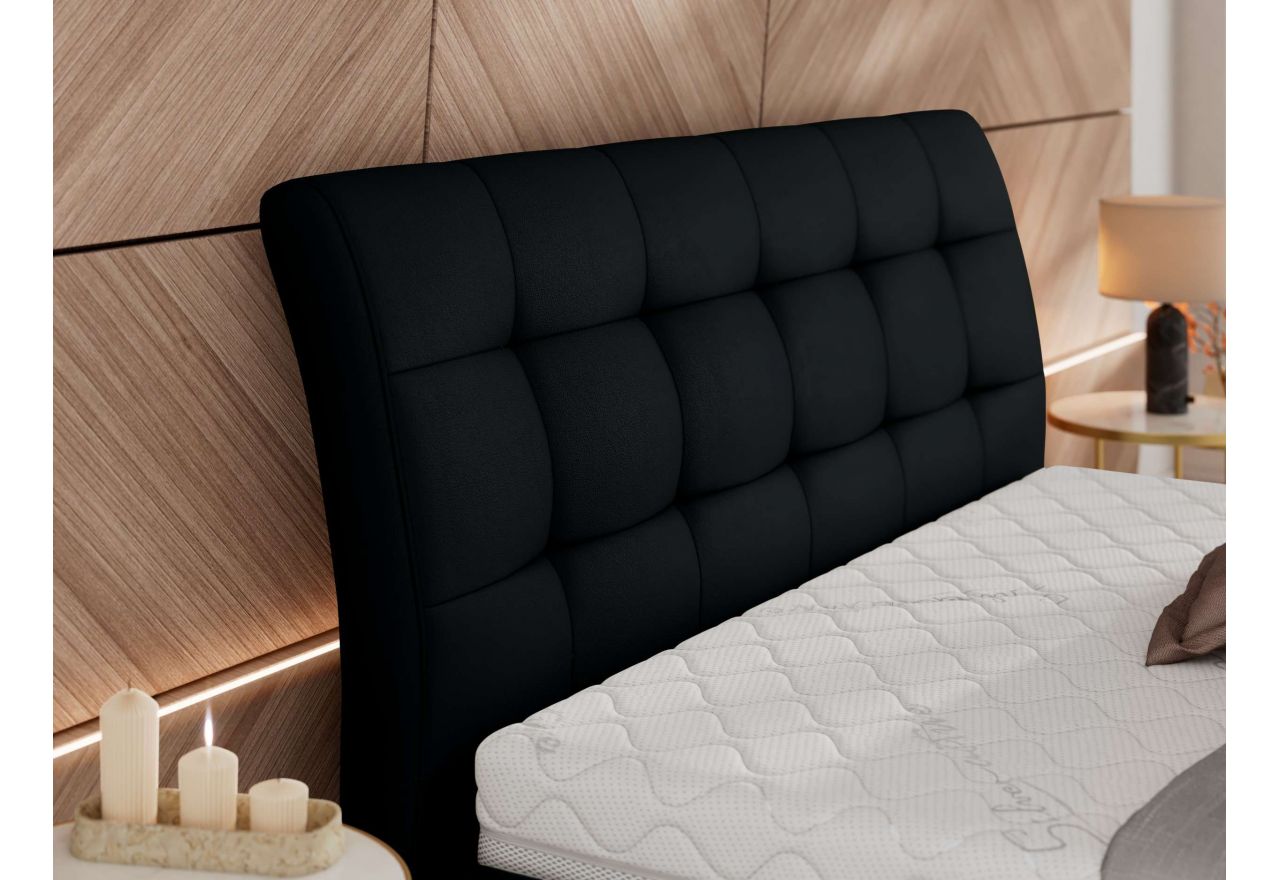 Łóżko tapicerowane GALA CLASSIC 140x200 - materac piankowy - czarny, ekoskóra