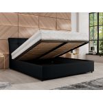 Łóżko tapicerowane GALA CLASSIC 160x200 - materac pocket - czarny, ekoskóra