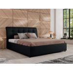 Łóżko tapicerowane GALA CLASSIC 160x200 - materac multipocket - czarny, ekoskóra