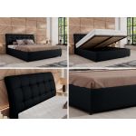 Łóżko tapicerowane GALA CLASSIC 160x200 - materac multipocket - czarny, ekoskóra