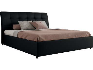 Łóżko tapicerowane GALA CLASSIC 180x200 - materac multipocket - czarny, ekoskóra