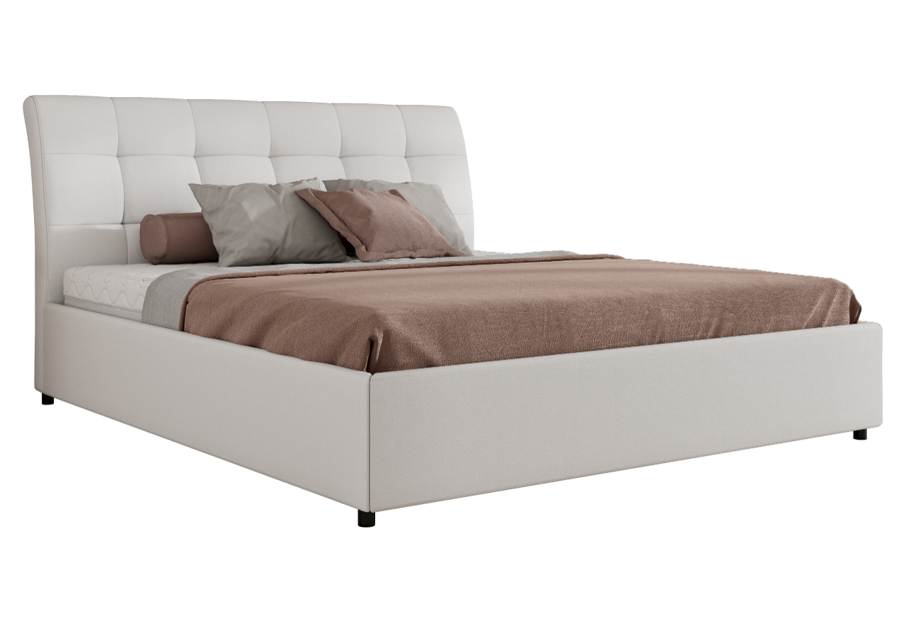 Łóżko tapicerowane GALA CLASSIC 160x200 - materac pocket - biały, ekoskóra