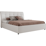 Łóżko tapicerowane GALA CLASSIC 180x200 - materac pocket - biały, ekoskóra