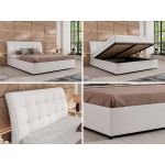 Łóżko tapicerowane GALA CLASSIC 160x200 - materac multipocket - biały, ekoskóra