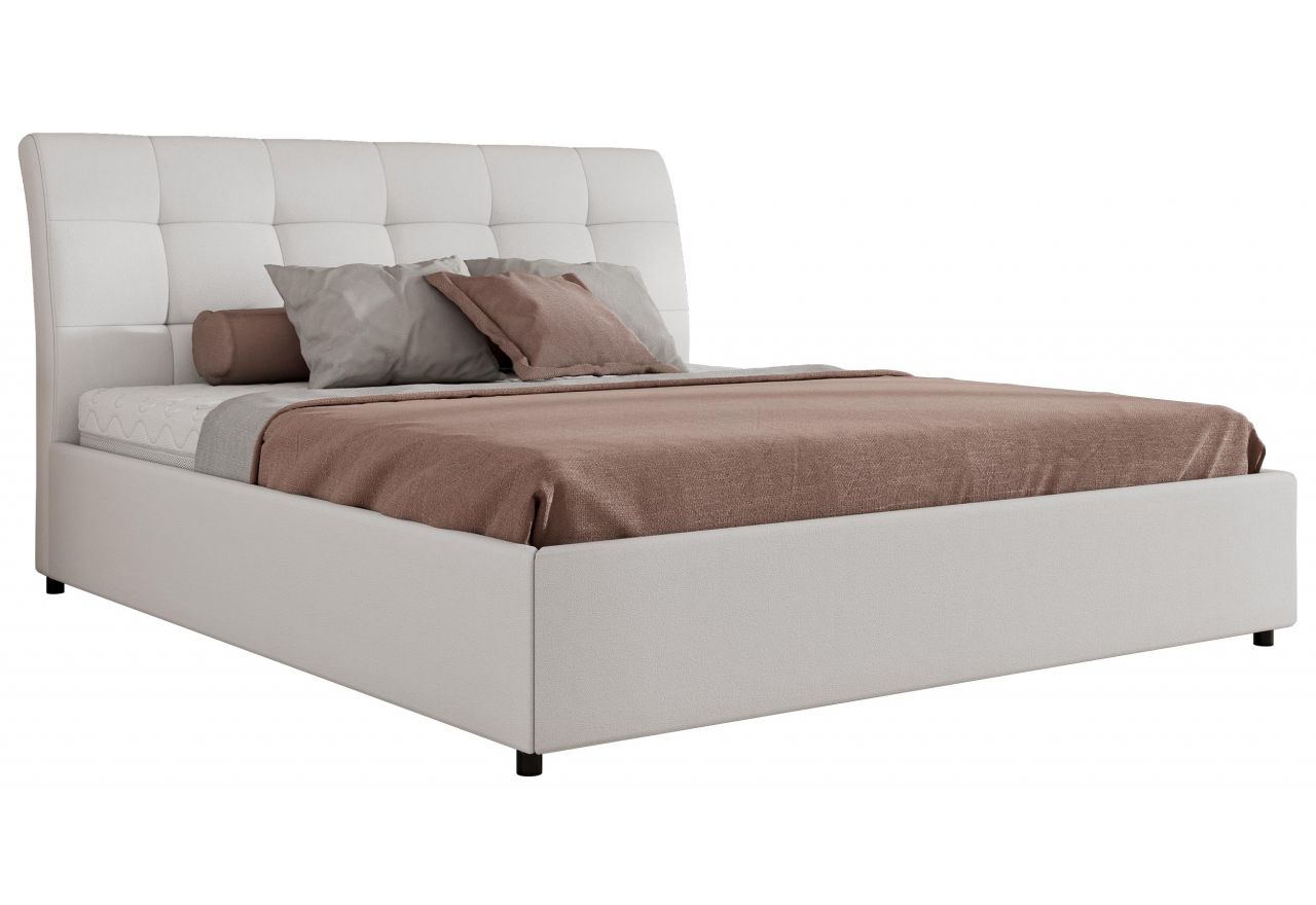 Łóżko tapicerowane GALA CLASSIC 160x200 - materac multipocket - biały, ekoskóra