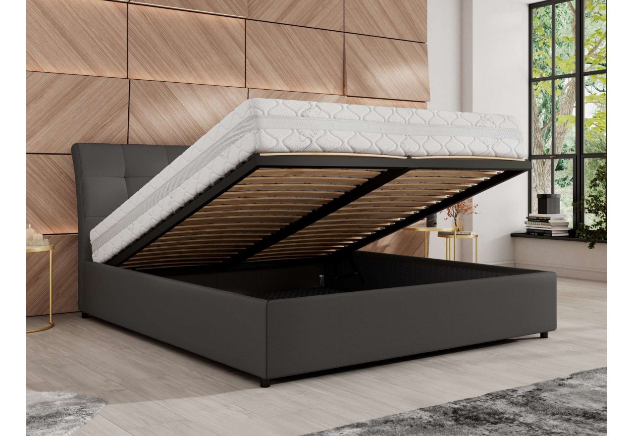 Łóżko tapicerowane GALA CLASSIC 200x200 - szary, ekoskóra