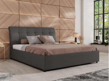 Łóżko tapicerowane GALA CLASSIC 180x200 - materac multipocket - szary, ekoskóra
