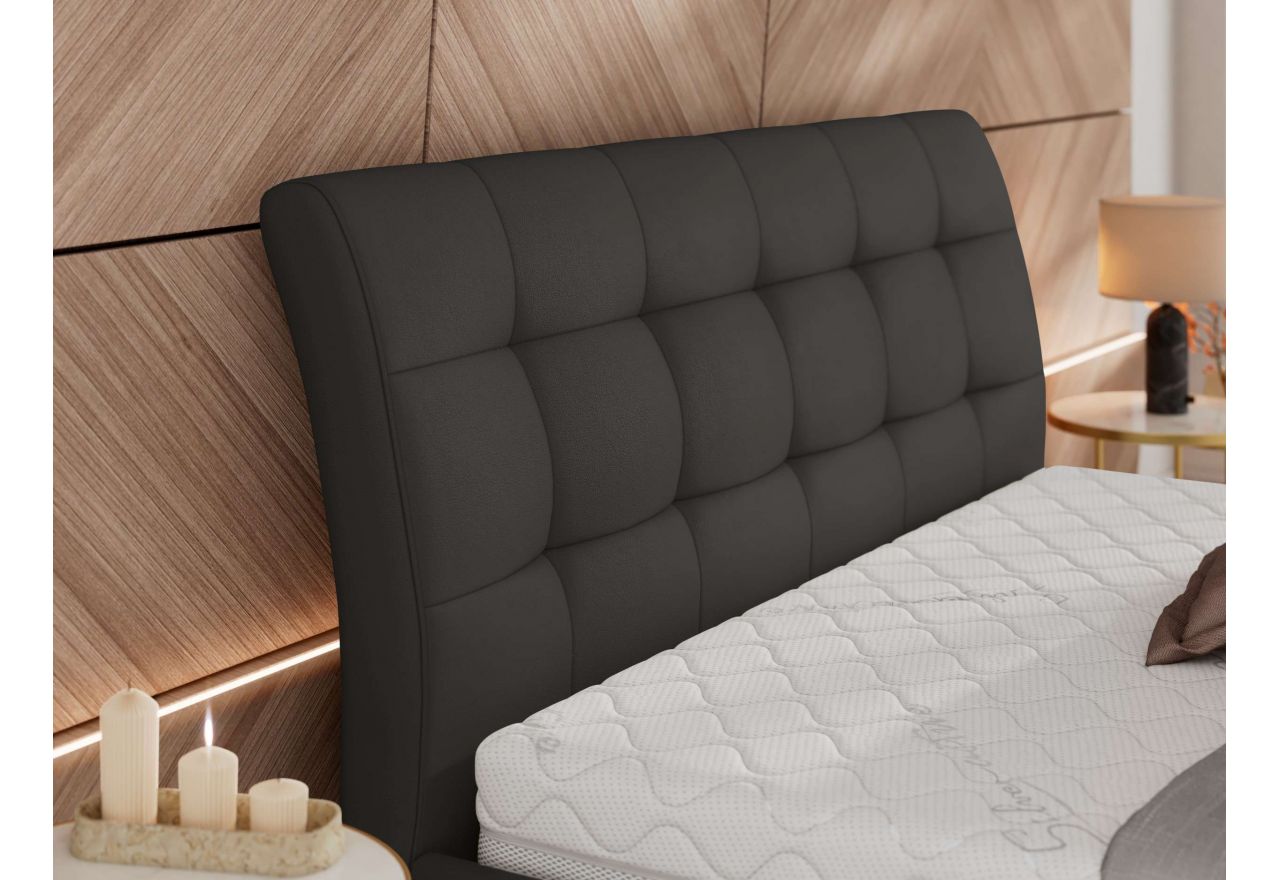 Łóżko tapicerowane GALA CLASSIC 180x200 - materac multipocket - szary, ekoskóra