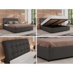 Łóżko tapicerowane GALA CLASSIC 180x200 - materac multipocket - szary, ekoskóra