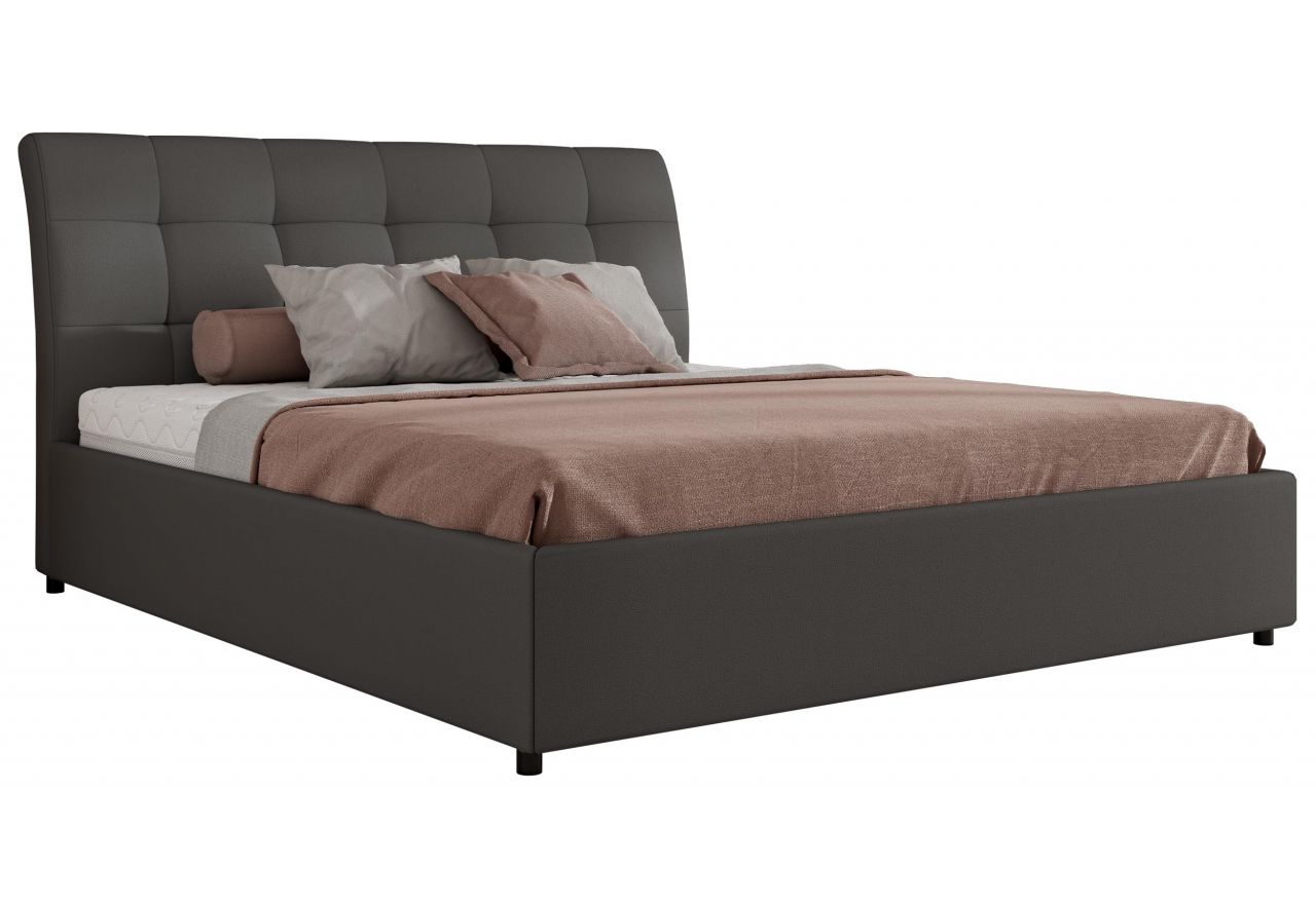 Łóżko tapicerowane GALA CLASSIC 180x200 - materac multipocket - szary, ekoskóra