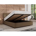 Łóżko tapicerowane GALA CLASSIC 200x200 - materac piankowy - brązowy, ekoskóra