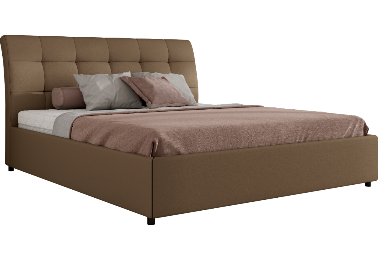 Łóżko tapicerowane GALA CLASSIC 160x200 - materac multipocket - brązowy, ekoskóra