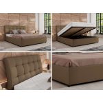 Łóżko tapicerowane GALA CLASSIC 160x200 - materac multipocket - brązowy, ekoskóra