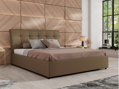 Łóżko tapicerowane GALA CLASSIC 180x200 - materac multipocket - brązowy, ekoskóra