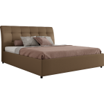 Łóżko tapicerowane GALA CLASSIC 180x200 - materac multipocket - brązowy, ekoskóra